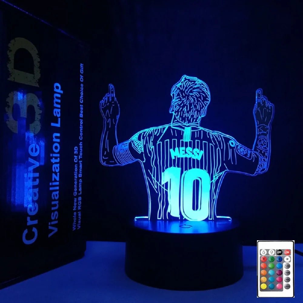 3D Illusion Night Light Messi 7 Color/16 Color Gradient Touch Switch LED Night Light Table Lamp (Crackle White) - BunnyGlow