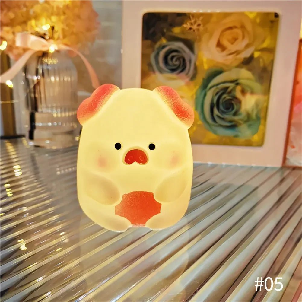 Creative Cartoon Animal LED Light for Kids, Soft Silicone Nightlight, Popular Bedroom Light, Rechargeable, Gift - BunnyGlow