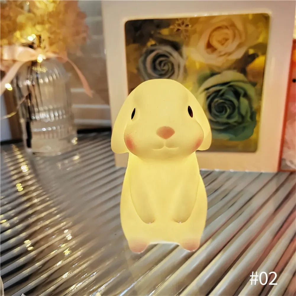 Creative Cartoon Animal LED Light for Kids, Soft Silicone Nightlight, Popular Bedroom Light, Rechargeable, Gift - BunnyGlow