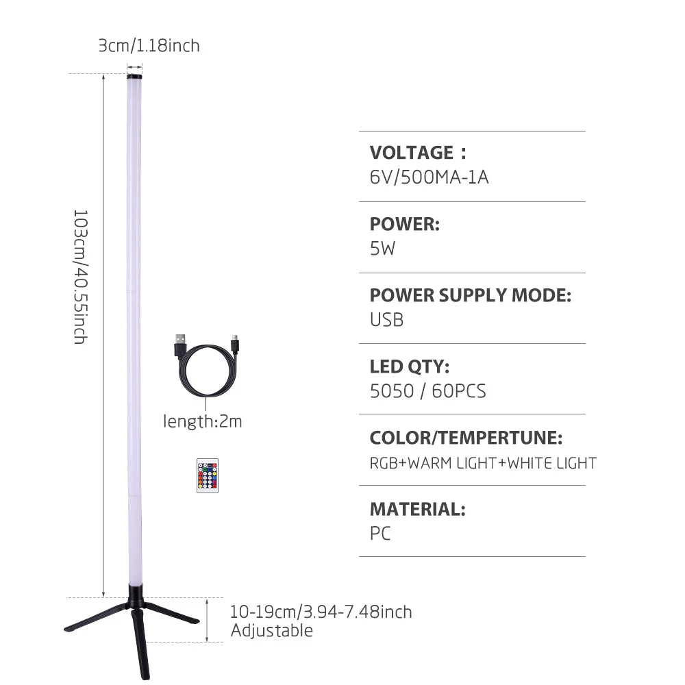 LED Floor Lamp Living Room RGB+WW+CW for Room Decor USB Power Supply Nordic Houses Decoration Long Ground Floor Lights - BunnyGlow
