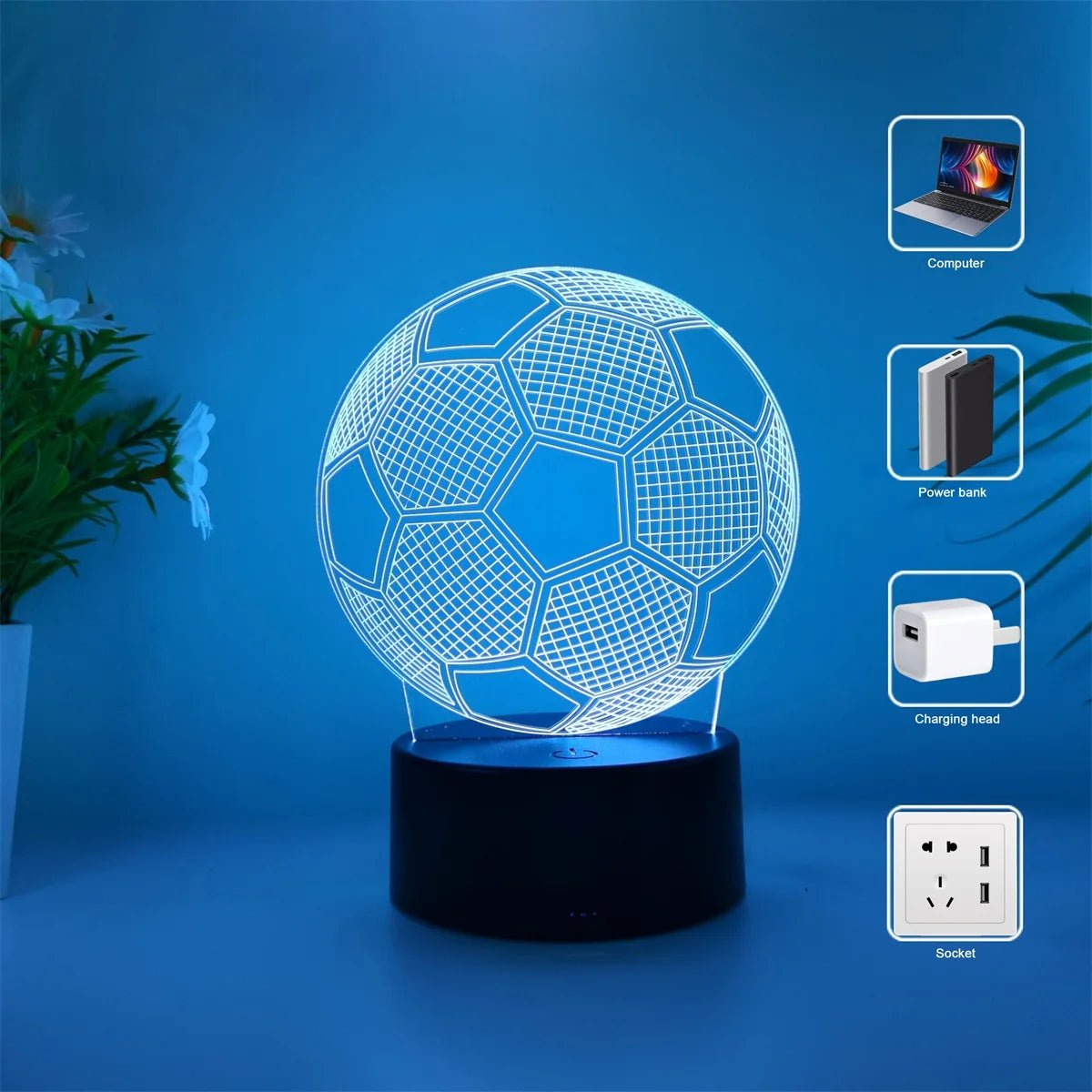 1 football 3D night light, Father's Day, holiday gift table light for family, atmosphere light, companion sleep light. - BunnyGlow