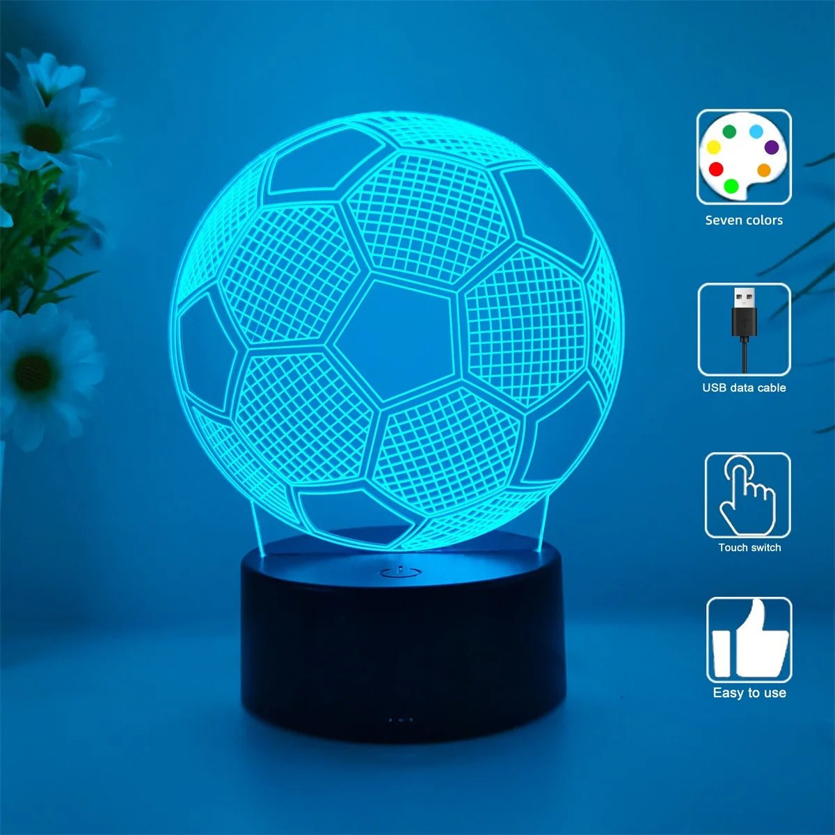 1 football 3D night light, Father's Day, holiday gift table light for family, atmosphere light, companion sleep light. - BunnyGlow