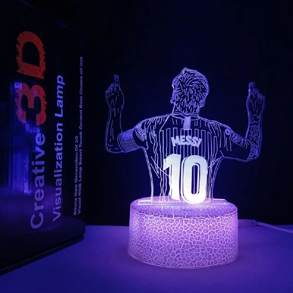 3D Illusion Night Light Messi 7 Color/16 Color Gradient Touch Switch LED Night Light Table Lamp (Crackle White) - BunnyGlow