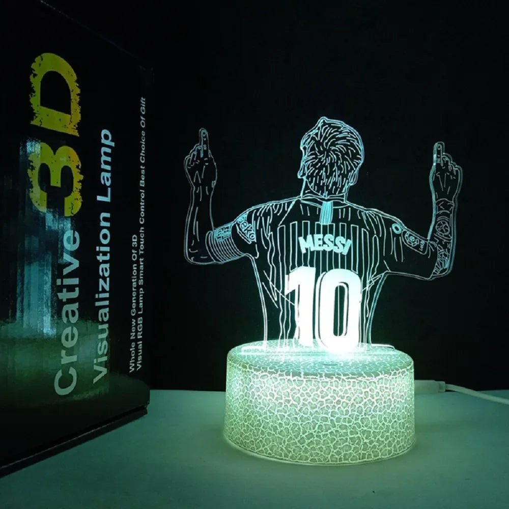 3D Illusion Night Light Messi 7 Color/16 Color Gradient Touch Switch LED Night Light Table Lamp (Crackle White) - BunnyGlow