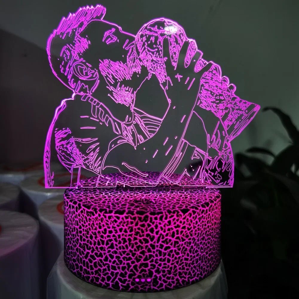 3D Illusion Night Light Messi 7 Color/16 Color Gradient Touch Switch LED Night Light Table Lamp (Crackle White) - BunnyGlow