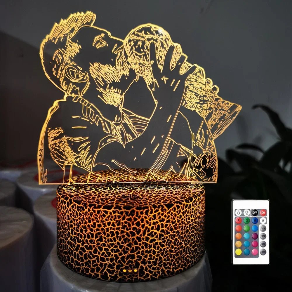 3D Illusion Night Light Messi 7 Color/16 Color Gradient Touch Switch LED Night Light Table Lamp (Crackle White) - BunnyGlow