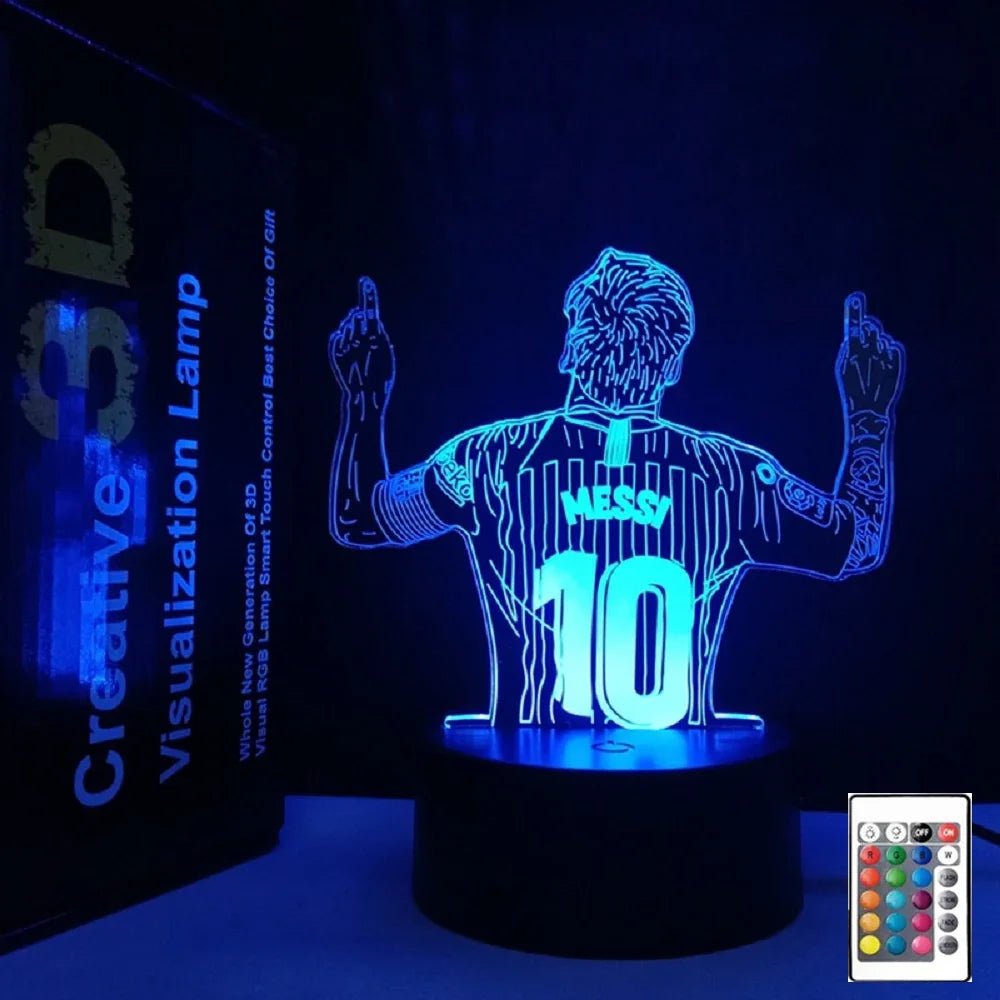 3D Illusion Night Light Messi 7 Color/16 Color Gradient Touch Switch LED Night Light Table Lamp (Crackle White) - BunnyGlow