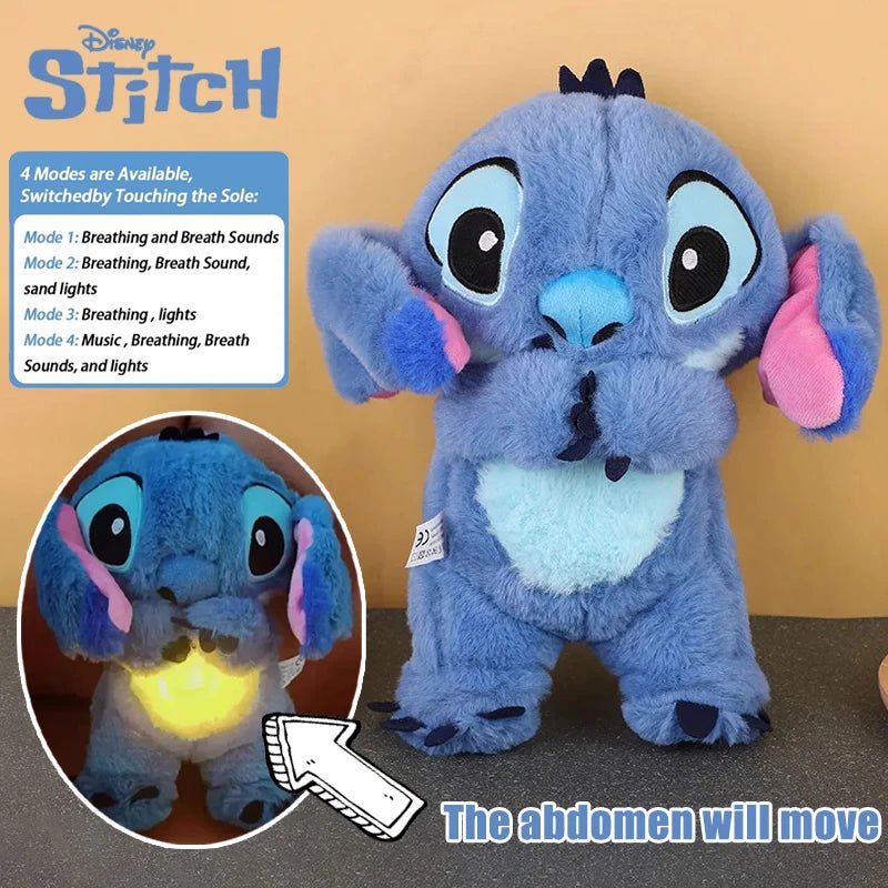 Disney Toys Stitch Angel Kids Breathing Anxity Sleep Toy Lilo 30Cm Plush Doll with Lighting Music Baby Sleeping Companion Gifts - BunnyGlow