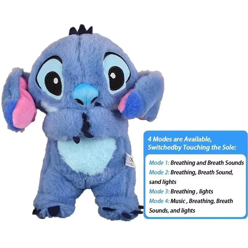 Disney Toys Stitch Angel Kids Breathing Anxity Sleep Toy Lilo 30Cm Plush Doll with Lighting Music Baby Sleeping Companion Gifts - BunnyGlow