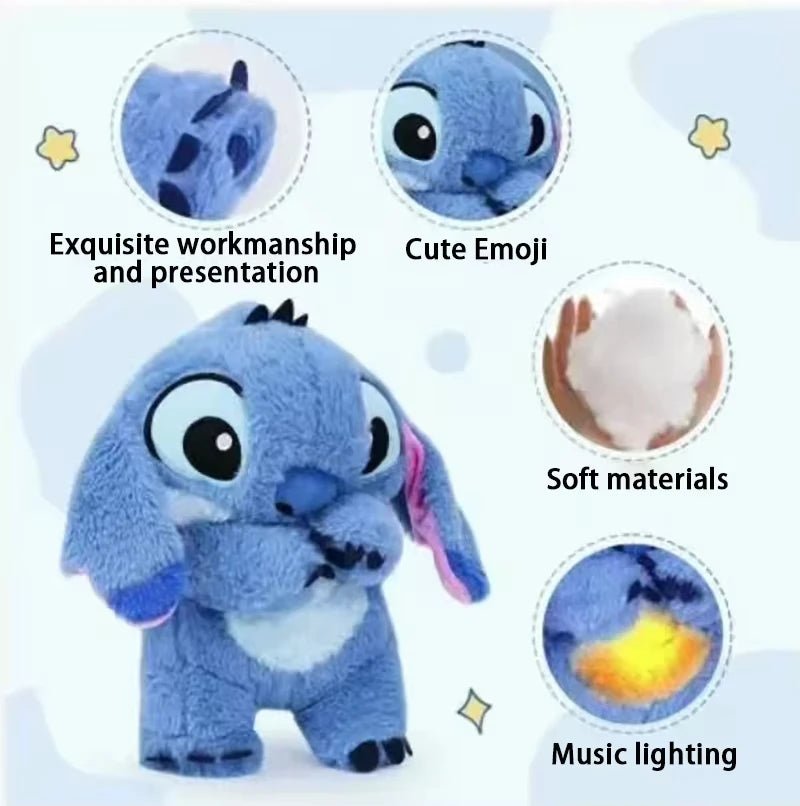 Disney Toys Stitch Angel Kids Breathing Anxity Sleep Toy Lilo 30Cm Plush Doll with Lighting Music Baby Sleeping Companion Gifts - BunnyGlow