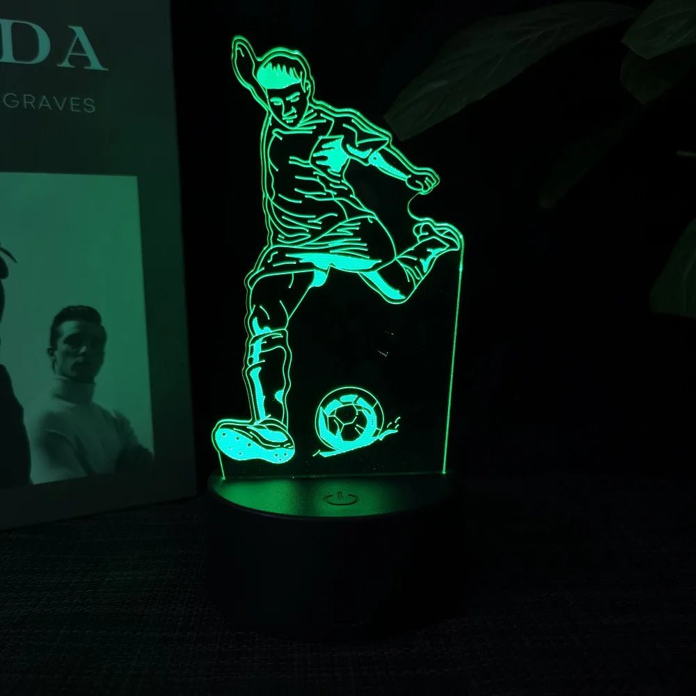 football star C Ronaldo 3D night light changes 16 colours to decorate your room, making it the perfect gift for sports fans. - BunnyGlow