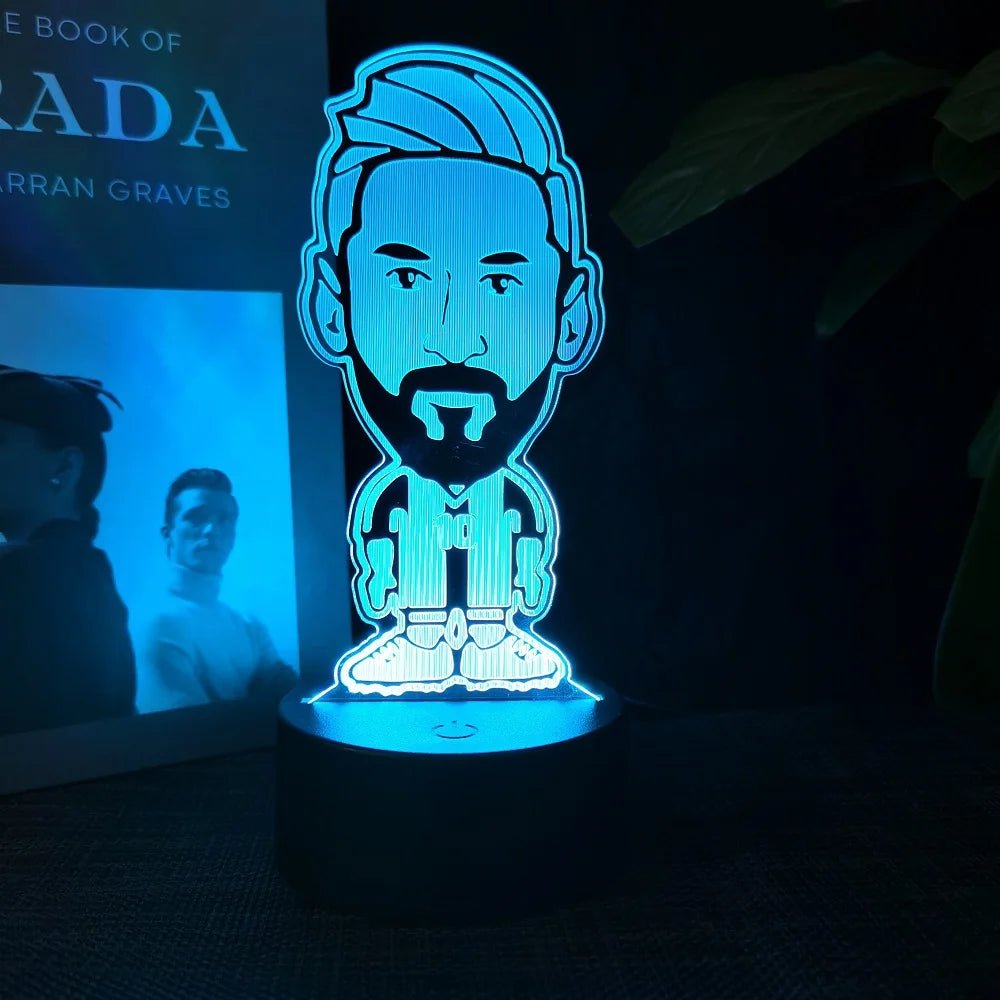 football star C Ronaldo 3D night light changes 16 colours to decorate your room, making it the perfect gift for sports fans. - BunnyGlow