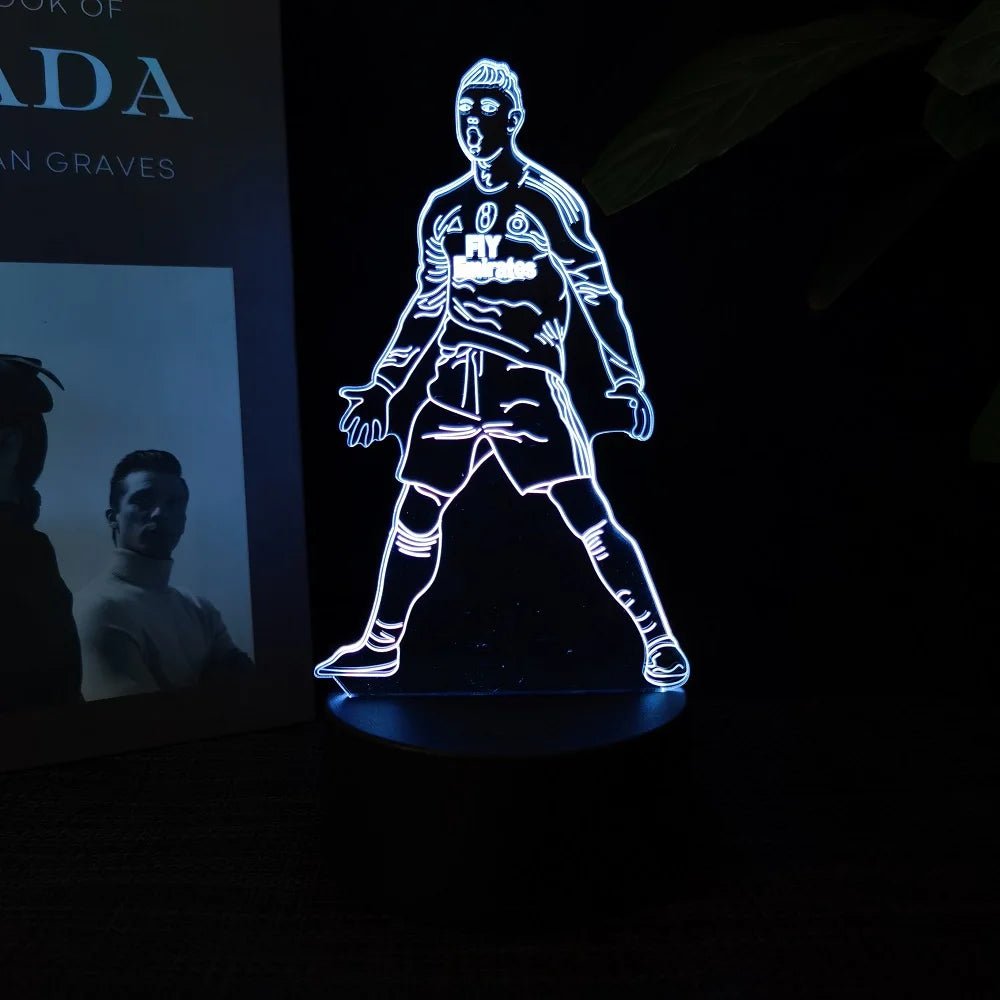 football star C Ronaldo 3D night light changes 16 colours to decorate your room, making it the perfect gift for sports fans. - BunnyGlow
