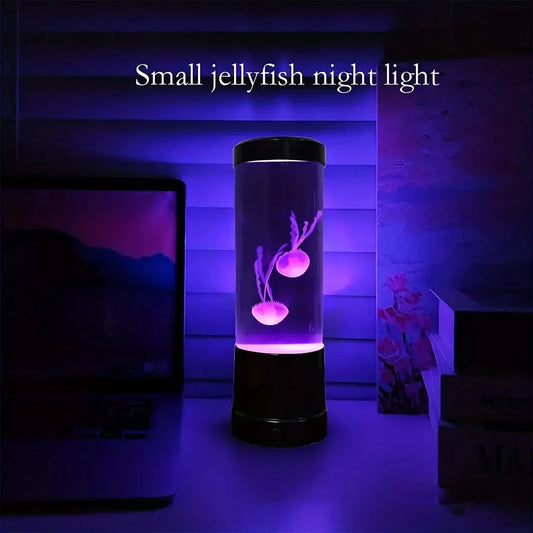 LED Color Changing Jellyfish Lamp Mini Aquarium Simulation Decorative Lamp USB Acrylic Night Gift Ornament Ambient - BunnyGlow