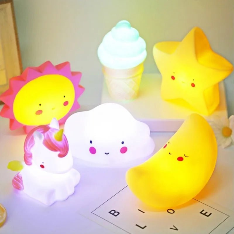 Led Night Light Baby Room Decoration Bed Stars Moon Clouds Toy Bedroom Decoration Modeling Light Baby Children's Toy Gift - BunnyGlow