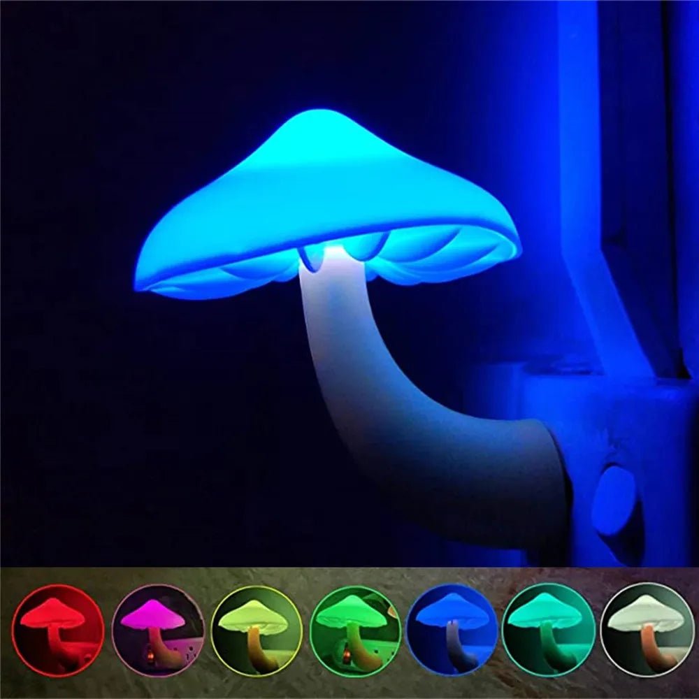 Light Sensor Mushroom Shape Night Lamp Bedroom Decoration Wall Lamp for Kid Room Christmas Gift Bedside Lamp US/EU Plug - BunnyGlow