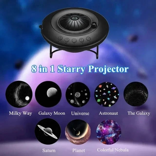 NEW UFO LED Star Projector Night Light 8 in 1 Planetarium Projection Galaxy Starry Sky Projector Lamp for Kids Gift Room Decor - BunnyGlow