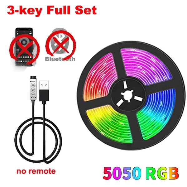 USB 5V Strip Led Lights Tape RGB 5050 Led Wall Room APP Remote Control Flexible LED Tape Diode Lights for Room Home Decoration - BunnyGlow