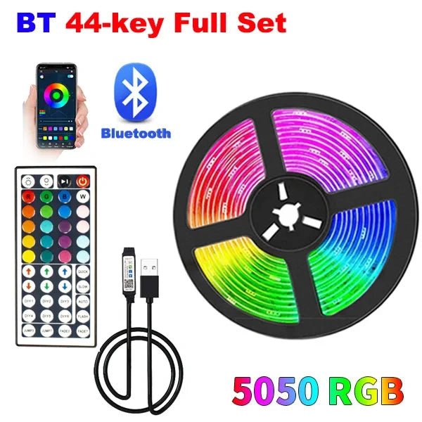 USB 5V Strip Led Lights Tape RGB 5050 Led Wall Room APP Remote Control Flexible LED Tape Diode Lights for Room Home Decoration - BunnyGlow