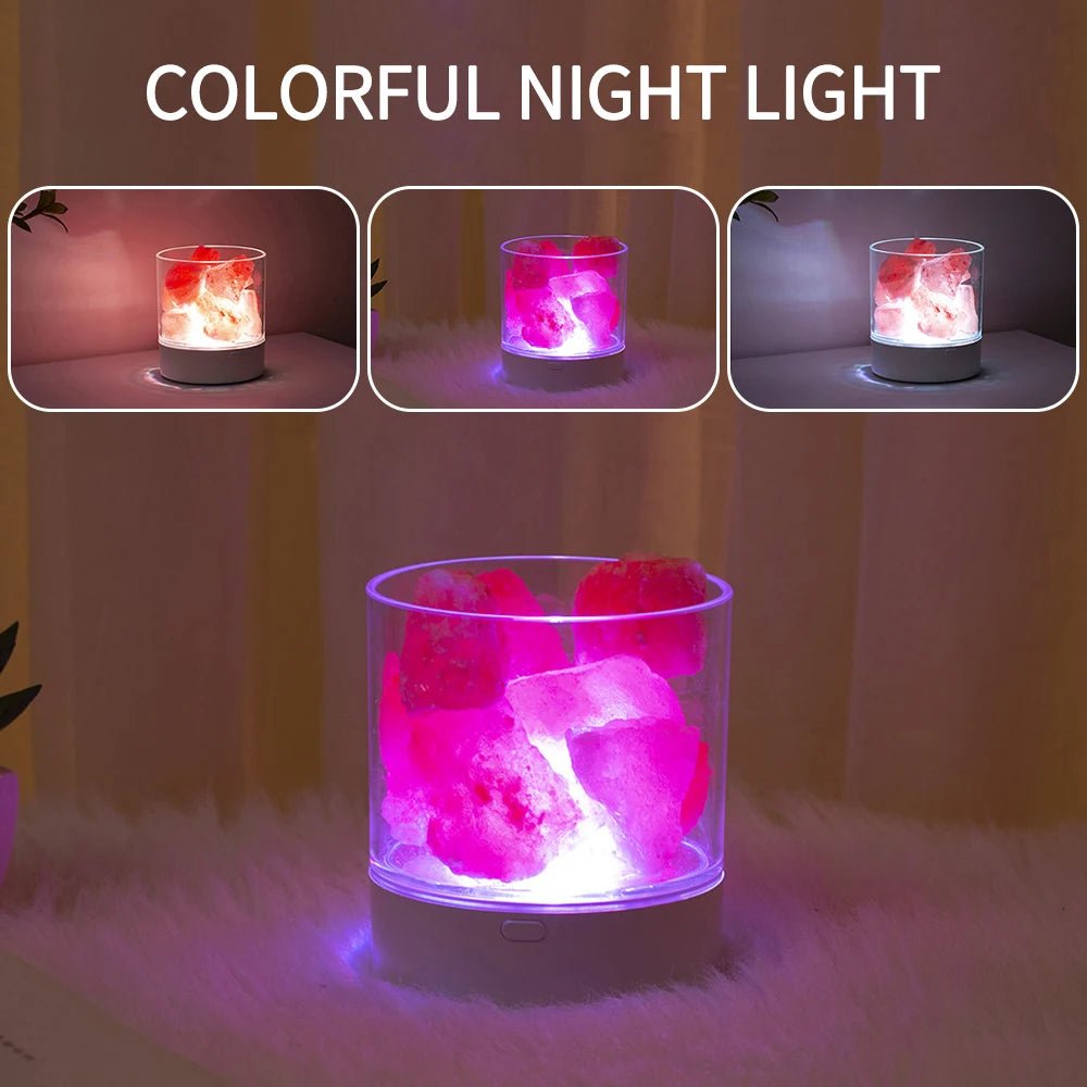 USB Natural Himalayan Salt Lamp Led Crystal Night Light Air Purifier Atmosphere Flame Lamp Indoor Warm Light Bedroom Lava Lamp - BunnyGlow